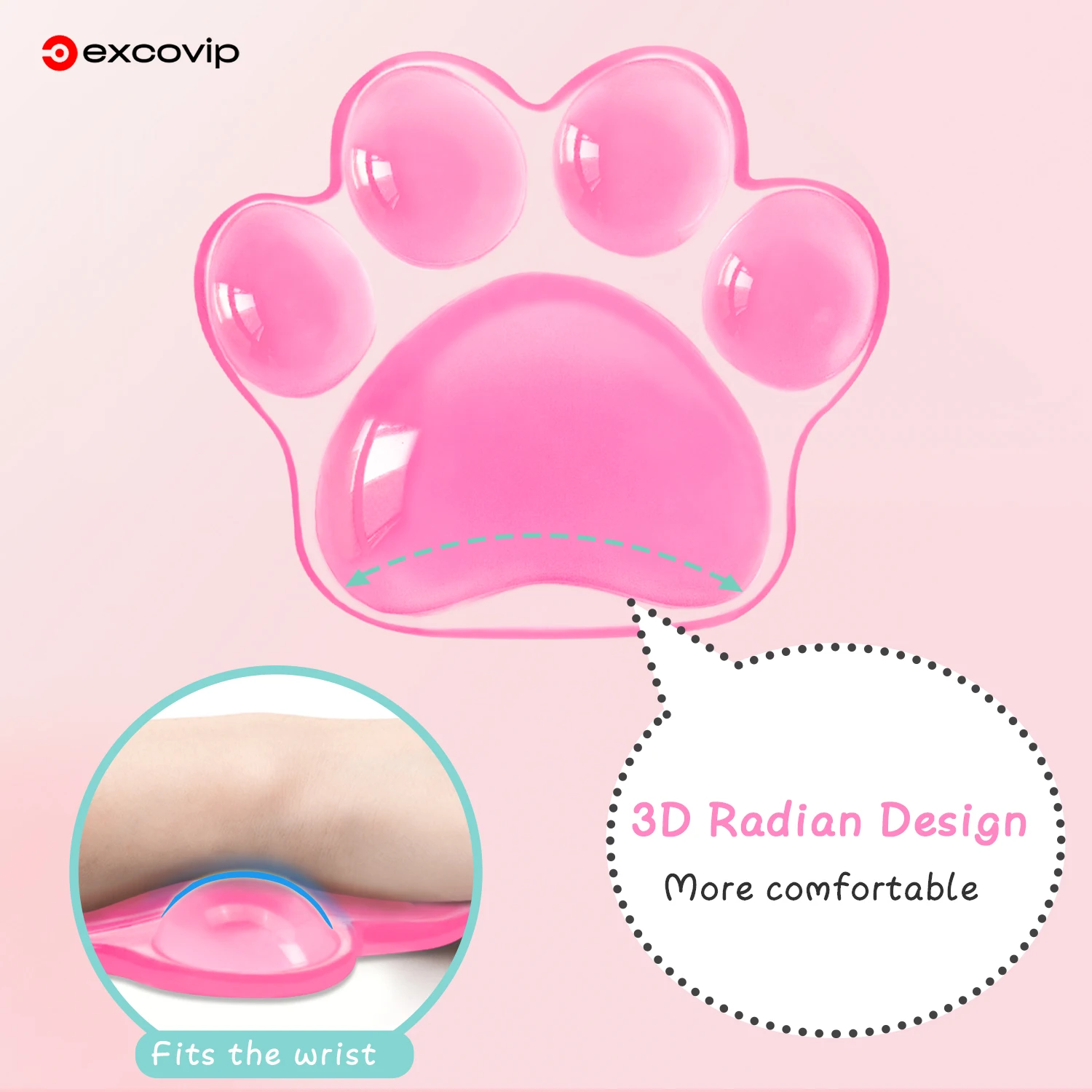 EXCO Ergonomic Silicone Mouse Wrist Rest Support Pad Cat Paw Hand Cushion Soft for Office Computer Laptop Gaming Pain Relief
