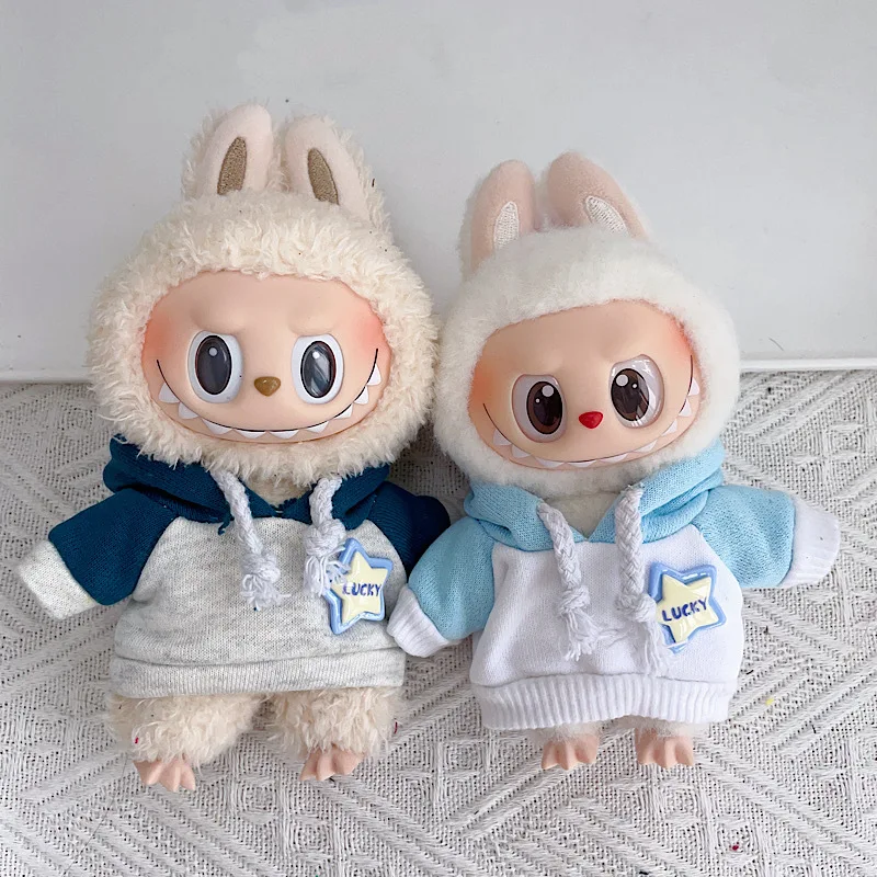 

Одежда для 15/17 см LABUBU 1-го до 3-го поколения, повседневная толстовка с цветными блоками и звездами, аксессуары для кукольной одежды LABUBU