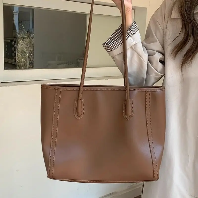 Damen Große Kapazität Pendler-Tragetasche PU-Leder Vielseitige Einfache Schultertasche – Detail 8