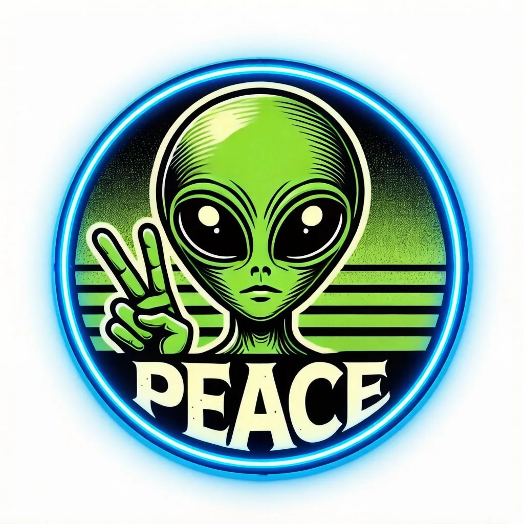 Alien Peace Neon Sign,Space Alien Led Sign,for Home &Office,Living Room,Bar,Cafe,UFO Neon Wall Decor,Custom Neon Sign