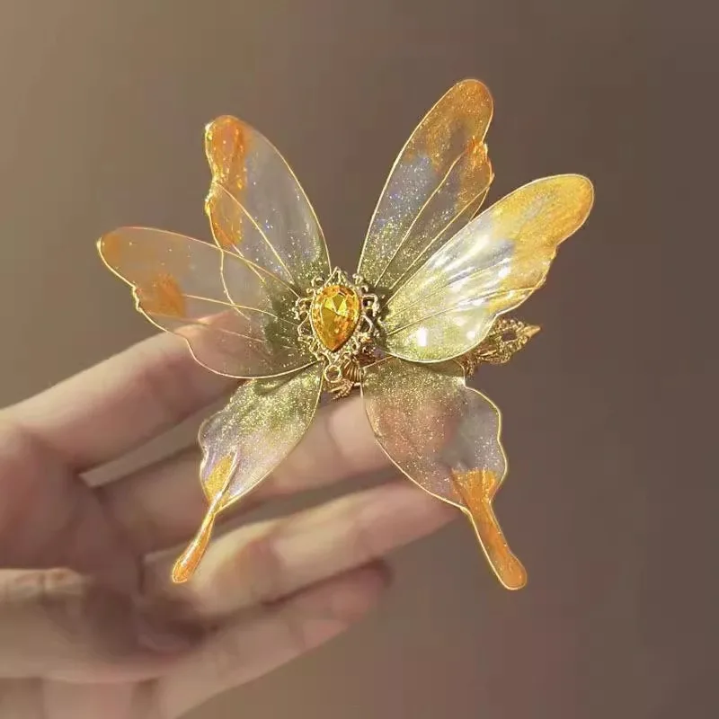 Pinzas para el cabello Mariposa 3D Niñas Mariposa Sueño Súper Hada Mariposa Retro China Clip LATERAL Barrette Accesorios Tyl Для Волос