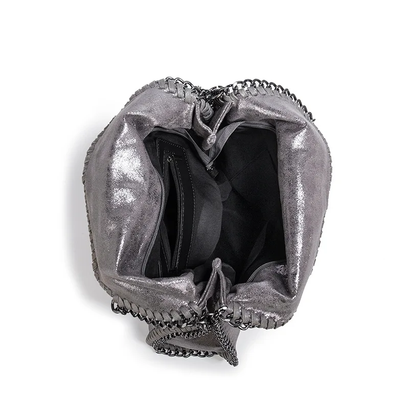 Mode frauen Kette Schulter Tasche Vintage Große Kapazität Umhängetasche Weibliche Faltbare Einfarbig Handtaschen Einkaufstaschen – Detail 15