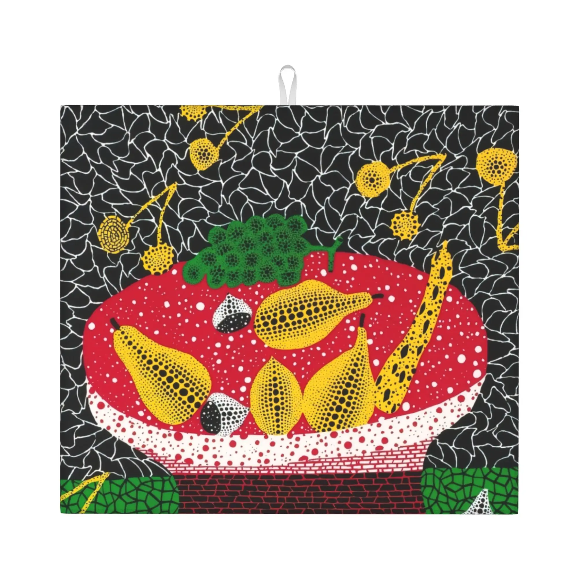 Japanese Pop Art Yayoi Kusama Non‑Slip Waterproof Absorbent Barware Tableware Oil Proof Reusable Bathroom Drying Mat For Kitchen