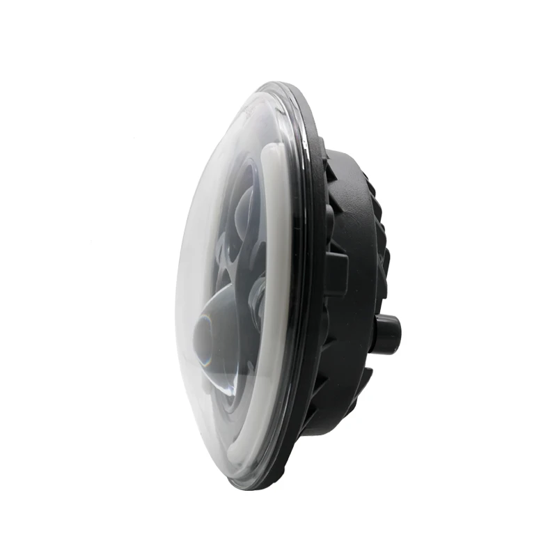 Car 7 Inch LED Headlight For Lada Niva 4X4 Suzuki Jeep JK TJ Universal Motorcycle Hi/Low H4 Halo Angle Eyes DRL Headlight