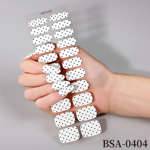 22Tips Summer Polka Dot UV-Free Gel Nail Stickers French Full Cover Self Adhesive Gel Polish Nail Strips DIY Manicure Decoration