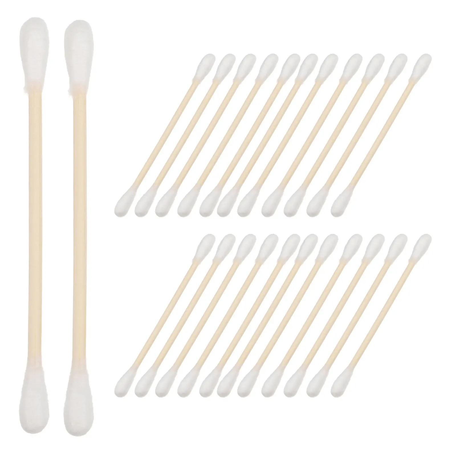 

100Pcs Multifunctional Bamboo Cotton Swabs Double-Ended for Makeup Application Ear Wax Cleaning Electronics Keyboard Detail