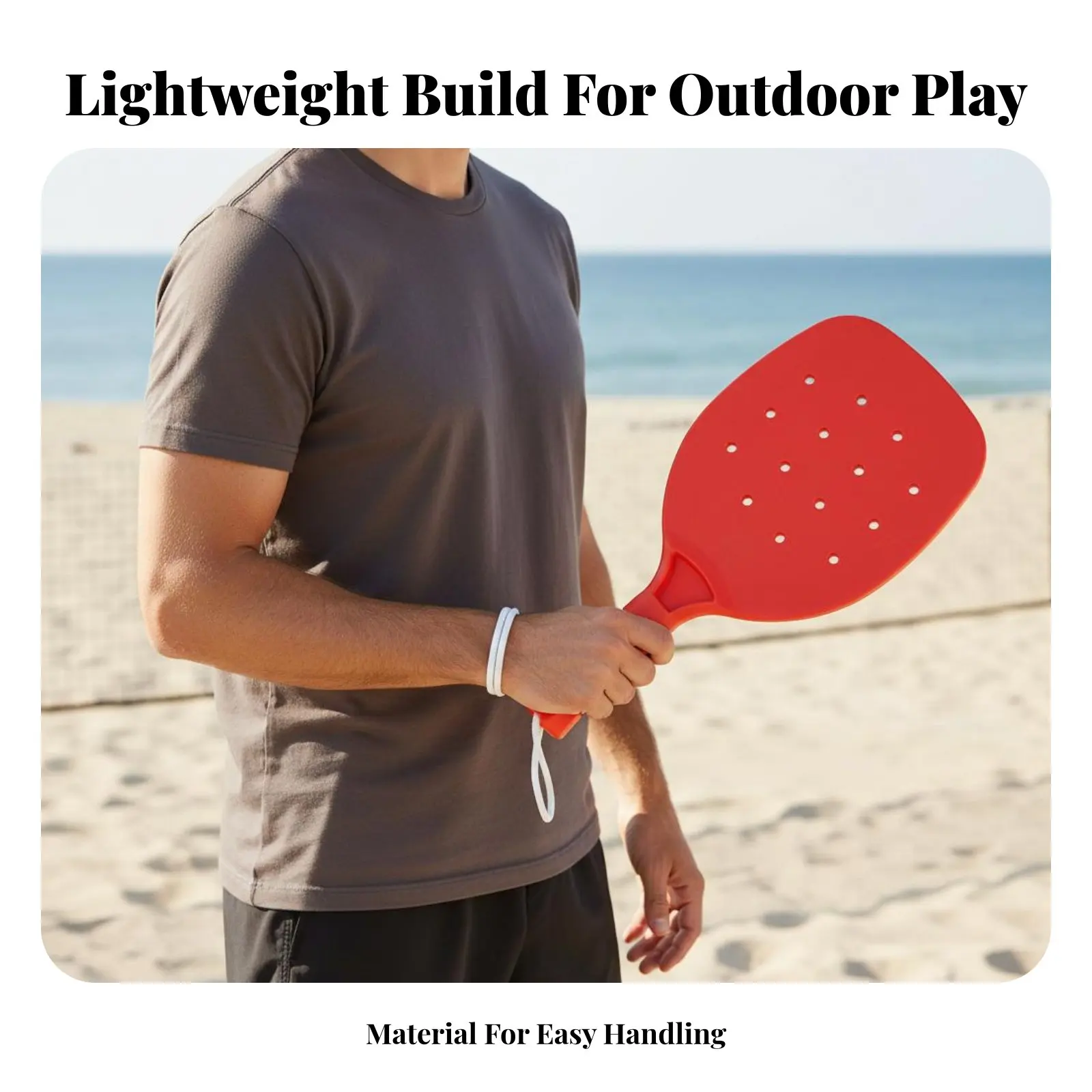 

Plastic Pickleball Paddle Weather-Resistant Plastic Paddle Racket Textured Surface Bright Assorted Hues for Backyard