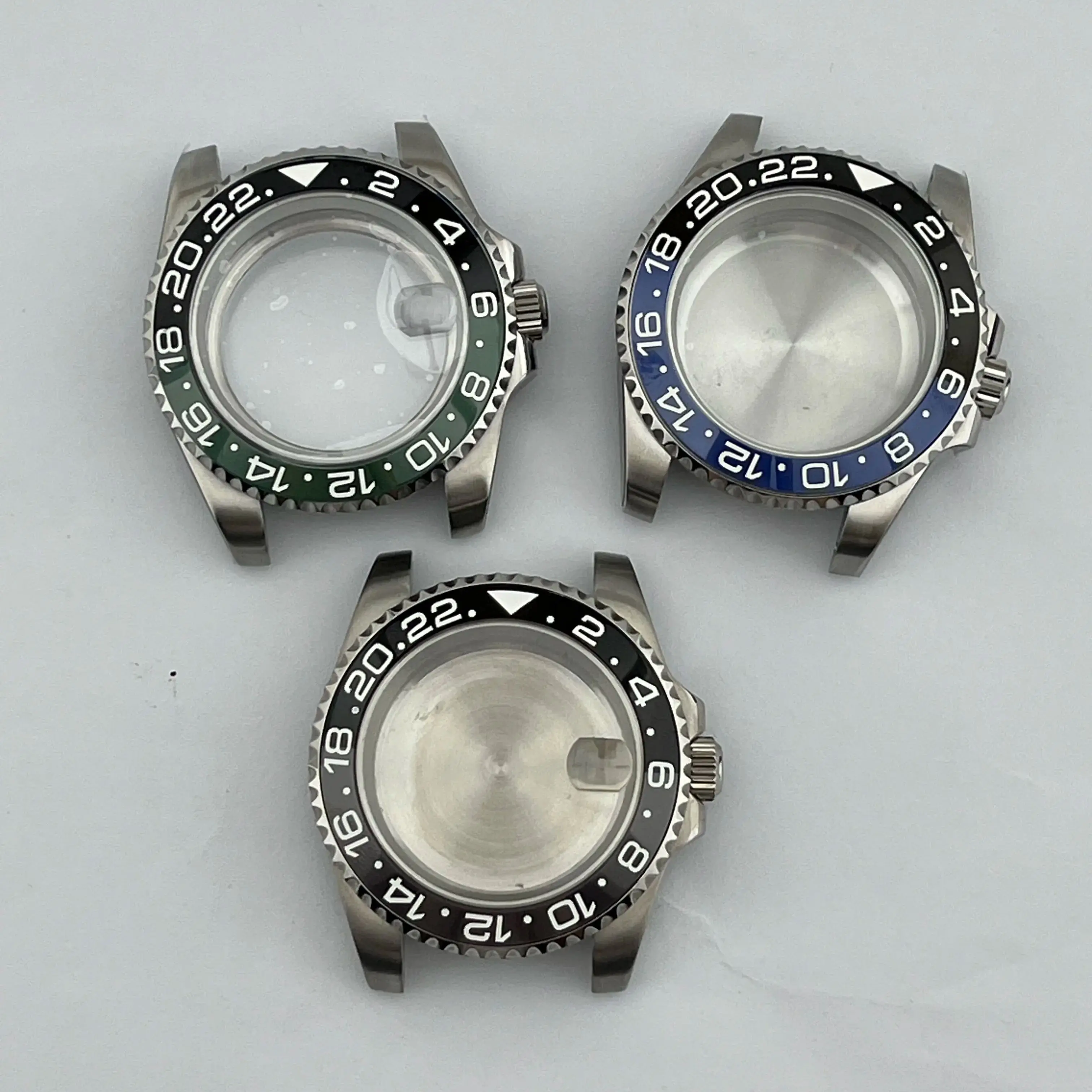 

40mm 40mm Fit NH34 NH35 NH36 NH38 NH39 NH70 ETA2824 PT5000 Movement Silver Watch GMT Case Ceramic Bezel Sapphire