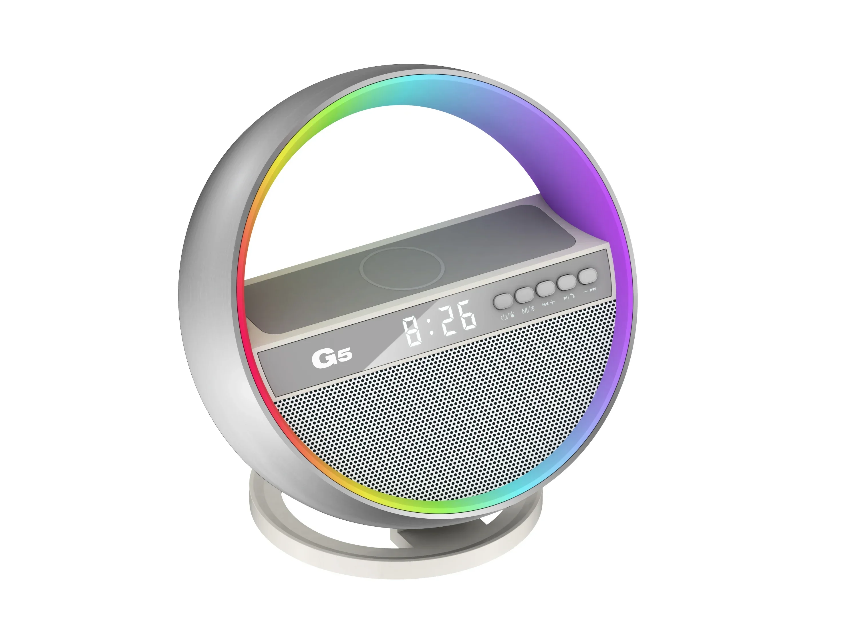 G5 Bluetooth Speakers 10W Mobile Wireless Charger RGB Subwoofer Music Rhythm Light Multi Functional Speaker Supports FM TF