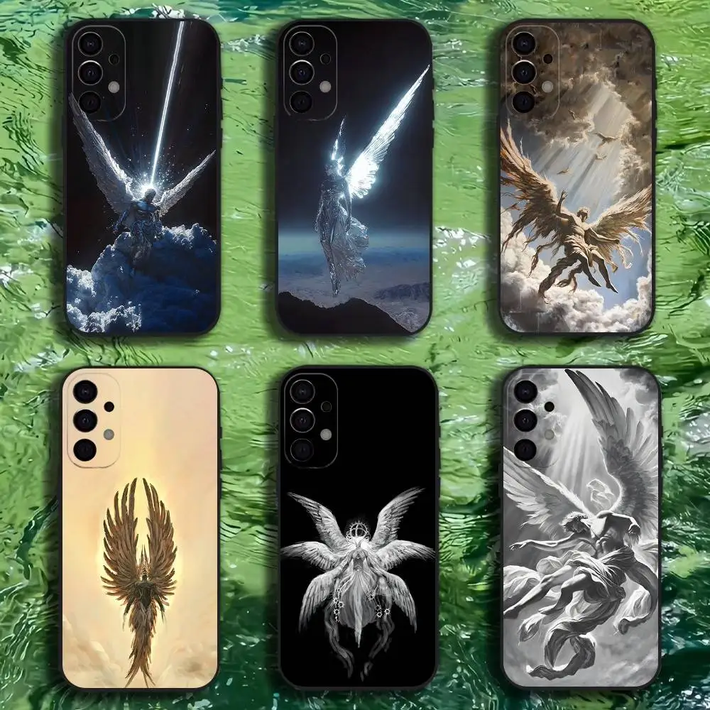 

INS Retro Style Angel Phone Case For Samsung S25,S24,S21,S22,S23,S30,Ultra,S20,Plus,Fe,Lite,Note,10,9,5G Black Cover