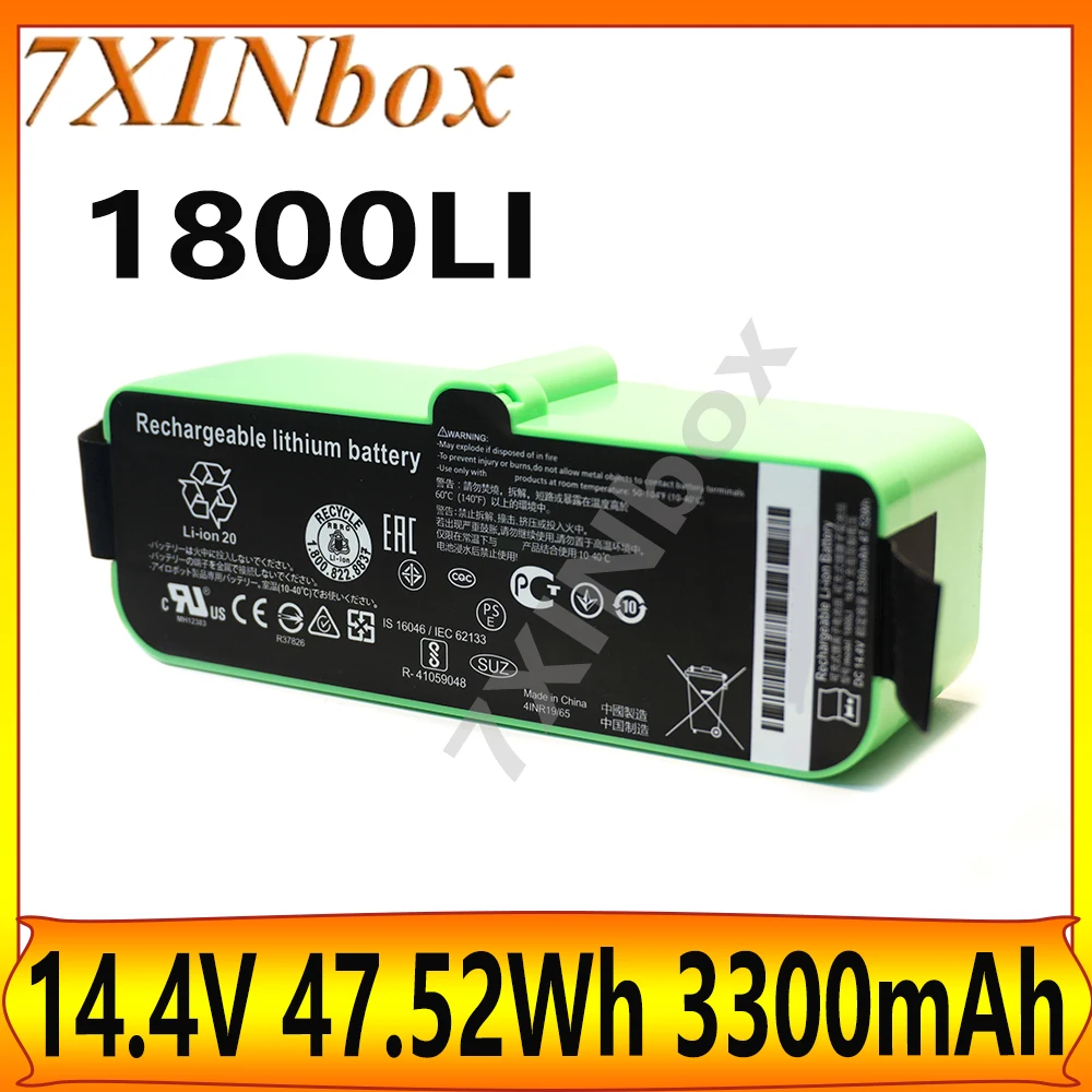 7XINbox 1800LI 14.4V 47.52Wh 3300mAh Sweeping Robot Battery For iRobot Roomba 5/6/7/8/9 series 527 528 560 620 670 760 790 871