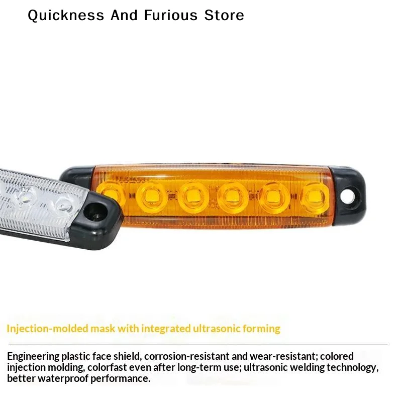 【MO】24V 6 LED Side Marker Lights Car External Lights Warning Tail Light Signal Brake Lamps for Truck Trailer Lorry Bus