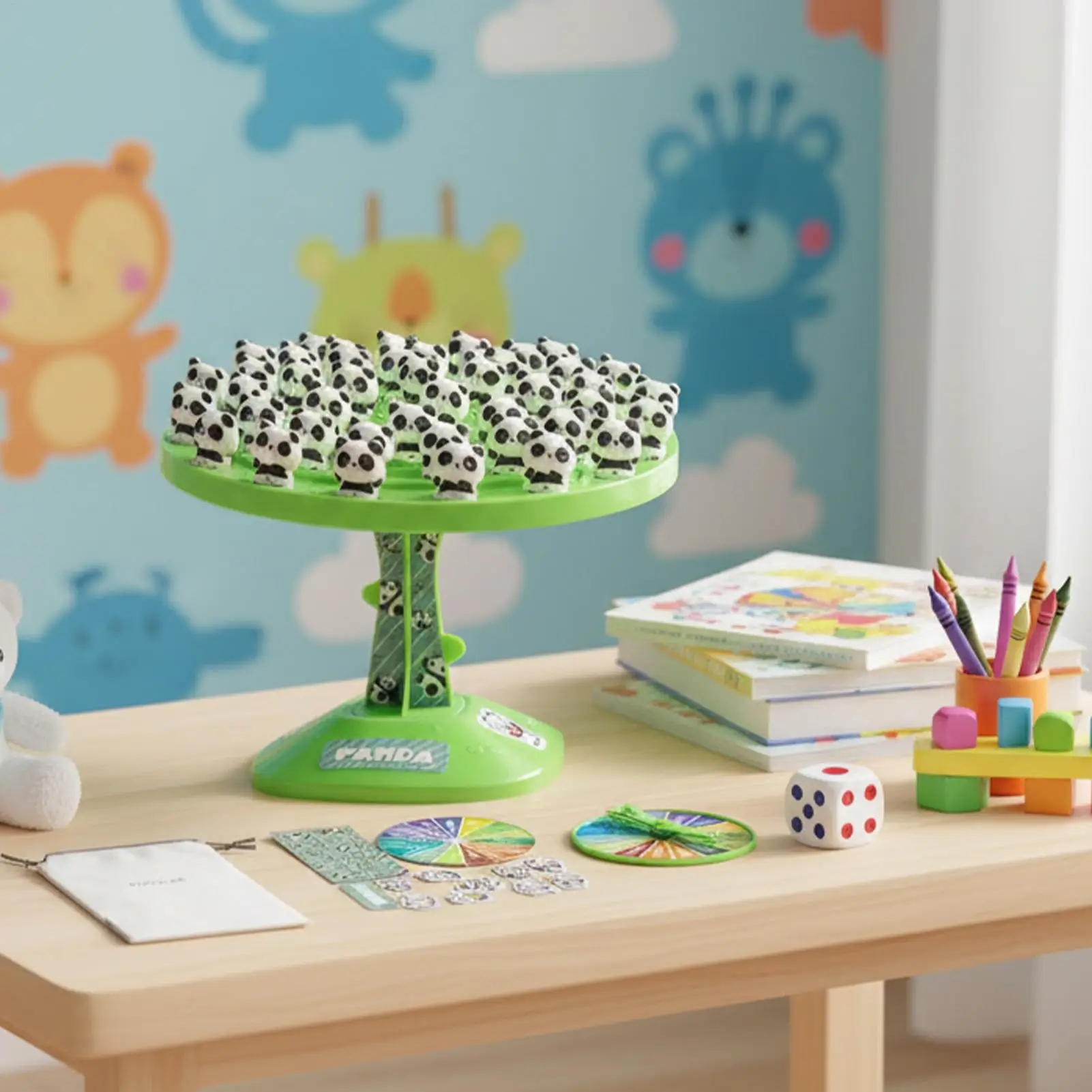 Gra w balansowanie pandy, zabawka edukacyjna, gra w układanie pand na balans, idealna na deszczowe dni, przyjęcia urodzinowe, wyprawy kempingowe, dla chłopców i dziewczynek.