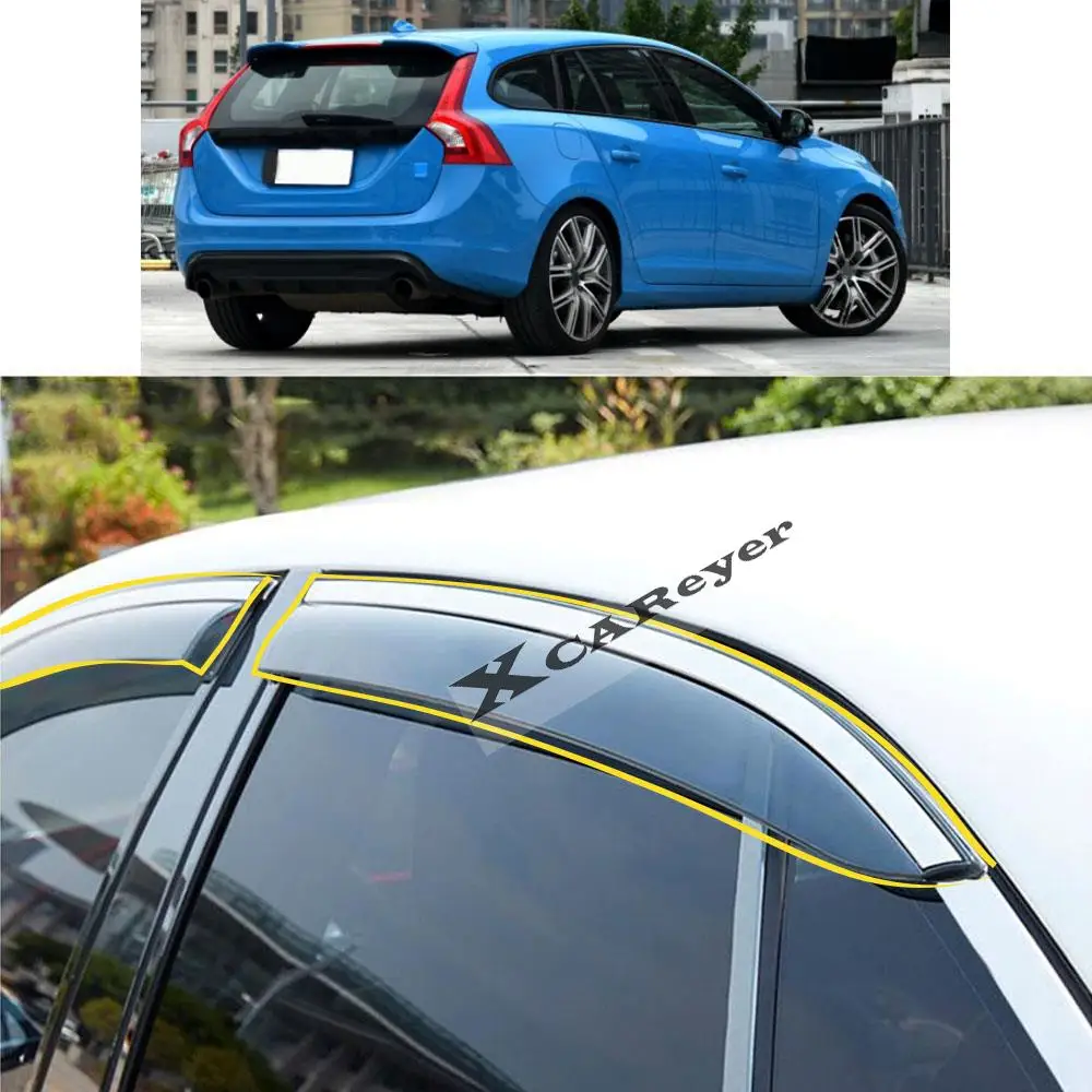 For Volvo V60 Hatchback 2012 2013 2014 2015 2016 2017 Car Sticker Plastic Window Glass Wind Visor Rain/Sun Guard Vent