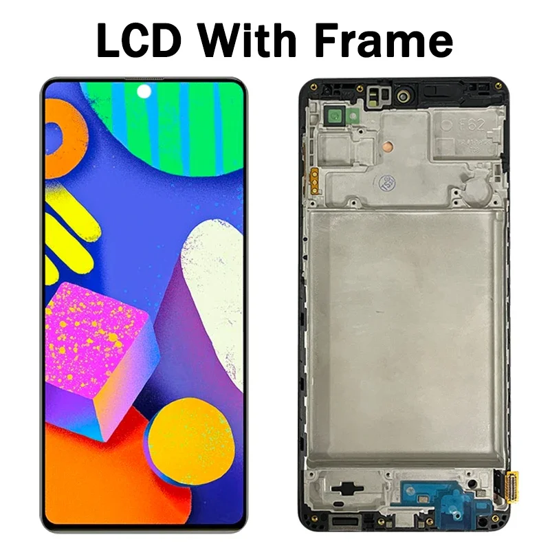 Super AMOLED For Samsung M62 / F62 LCD E625F E625F/DS M625F M625F/DS Display With Frame Touch Screen Digitizer Assembly