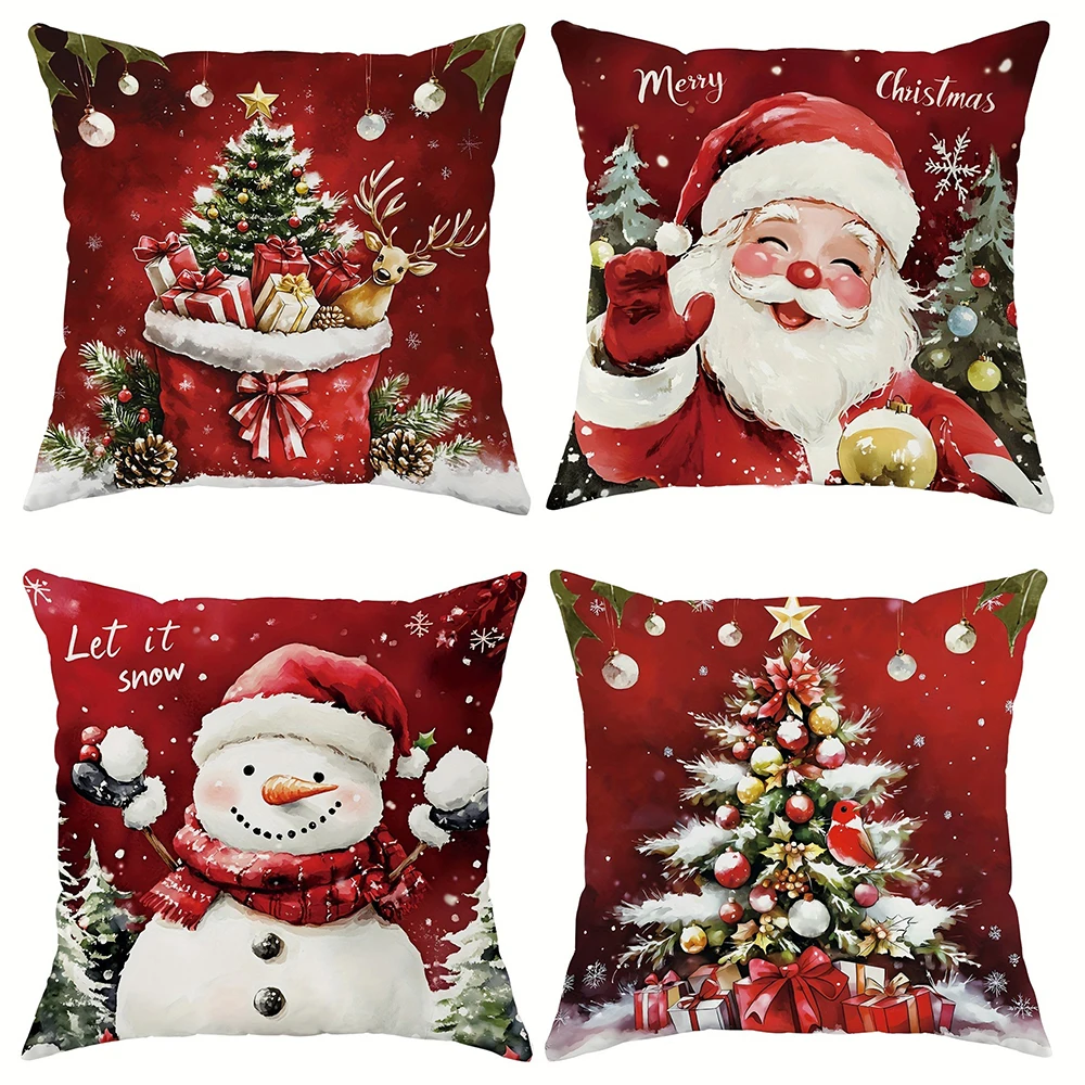 Christmas decoration pillow cover Snowman Santa Claus Christmas Tree pattern living room sofa cushion suite room home decoration