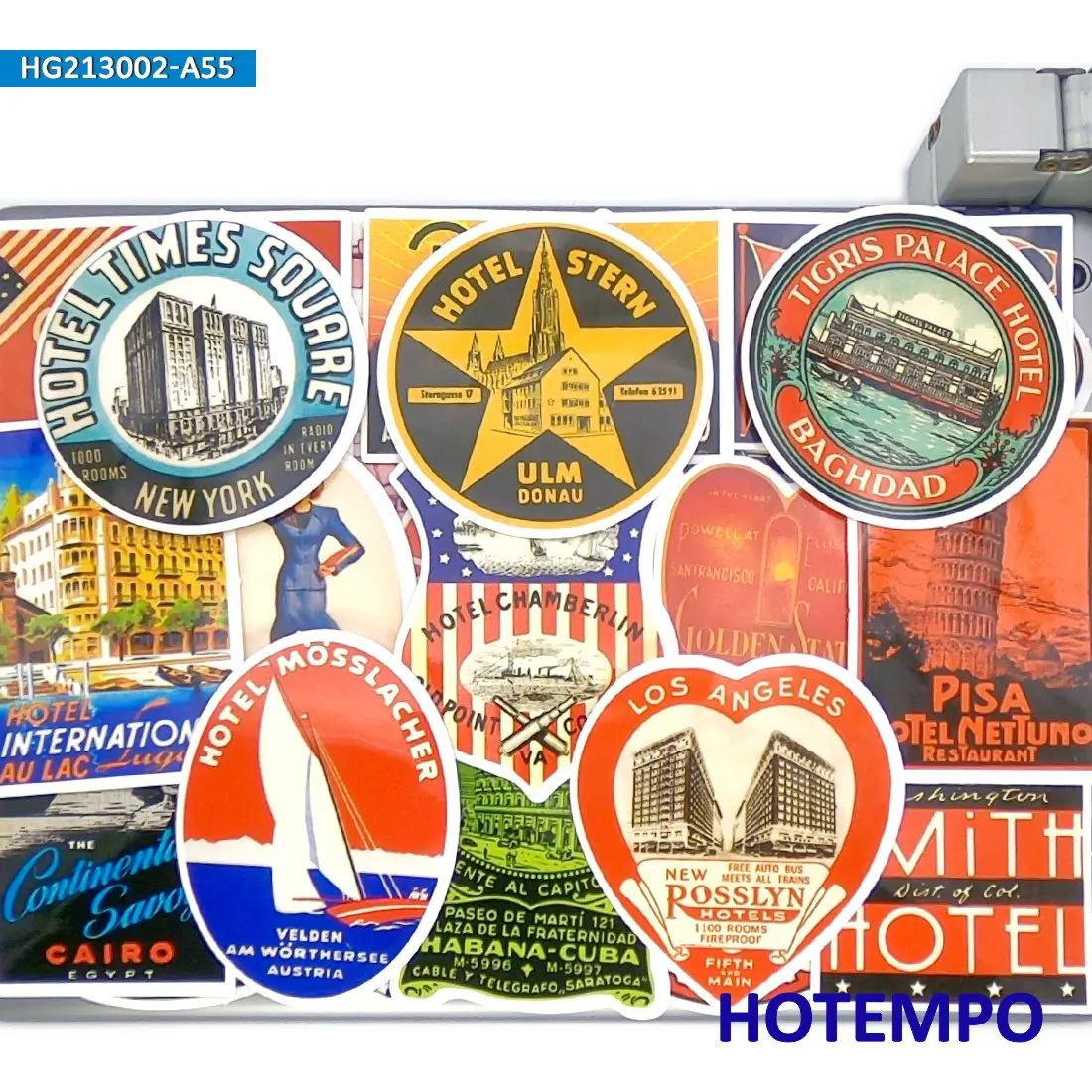 20/30/55Pieces Old Style Hotel Poster Retro Cityscape Travel Stickers for Phone Luggage Skateboard Motorcycle Car Laptop Sticker