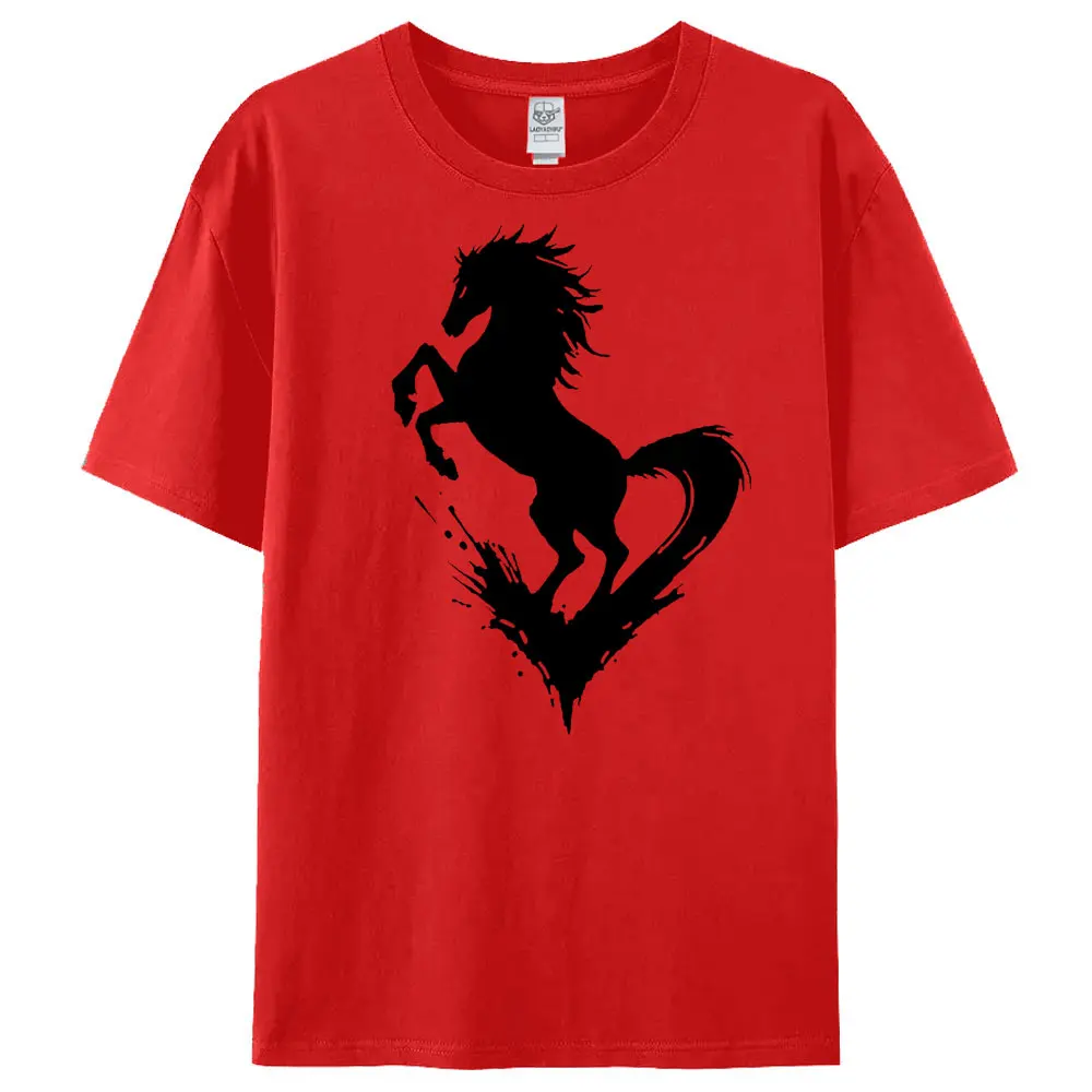 Felpa cavallo minimalista 2026 Zodiaco Girocollo Maglietta Regalo di Capodanno Lunare Abbigliamento Donna Moda Casual Top in cotone Vacanza T