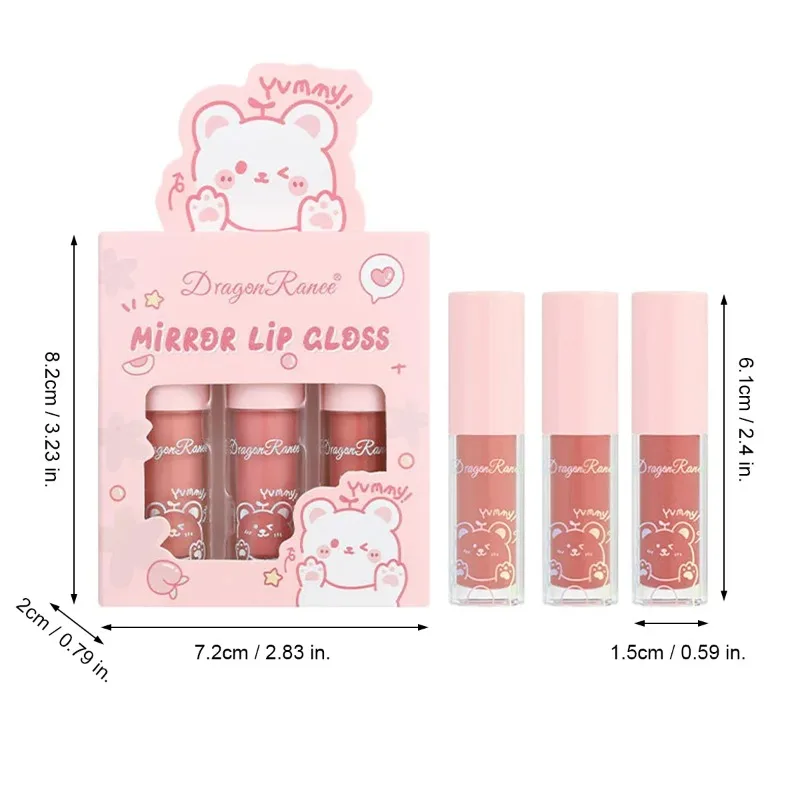 3 pz/set Lip Gloss specchio acqua Lip Glaze idratare Sexy labbra rosse tinta rossetto trucco duraturo antiaderente tazza Lip Gloss cosmetico