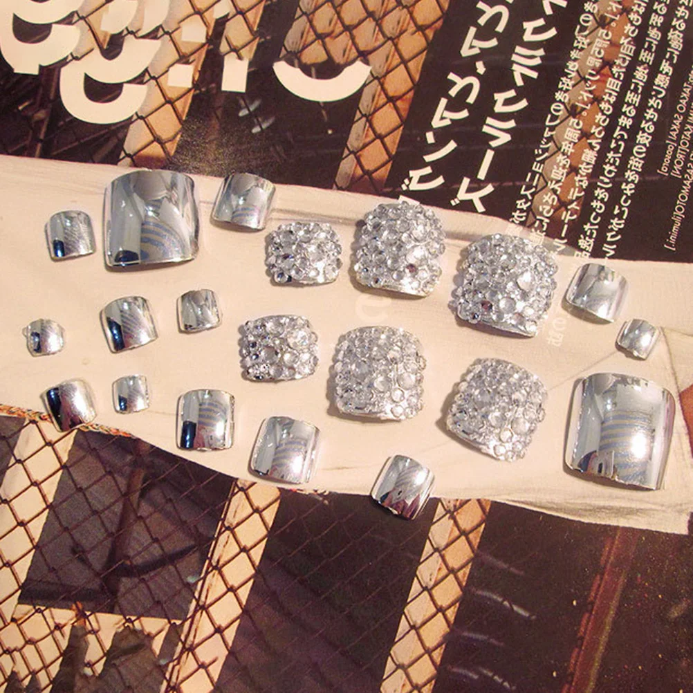 24 قطعة DIY مسمار الفن مجموعة أنيقة لامعة أظافر كاذبة مريحة تناسب الأظافر الطبيعية النساء الفتيات مانيكير أساسيات #4