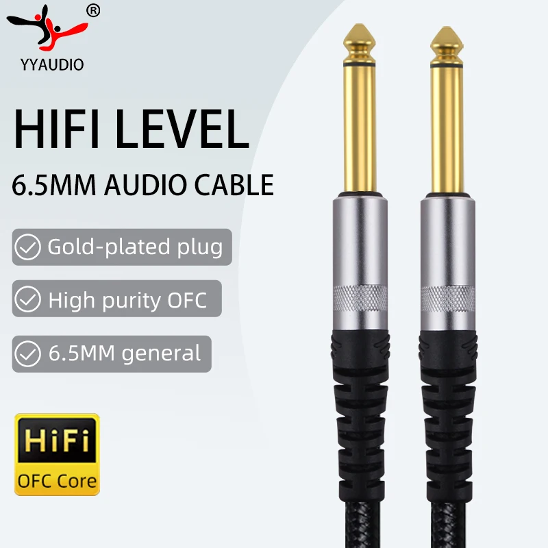 6.5 to 6.5 Jack Aux Cable Adapter for Speaker Guitar Amplifier TRS Audio Cable Jack 6.5mm to 6.35mm Audio Cable Auxiliar