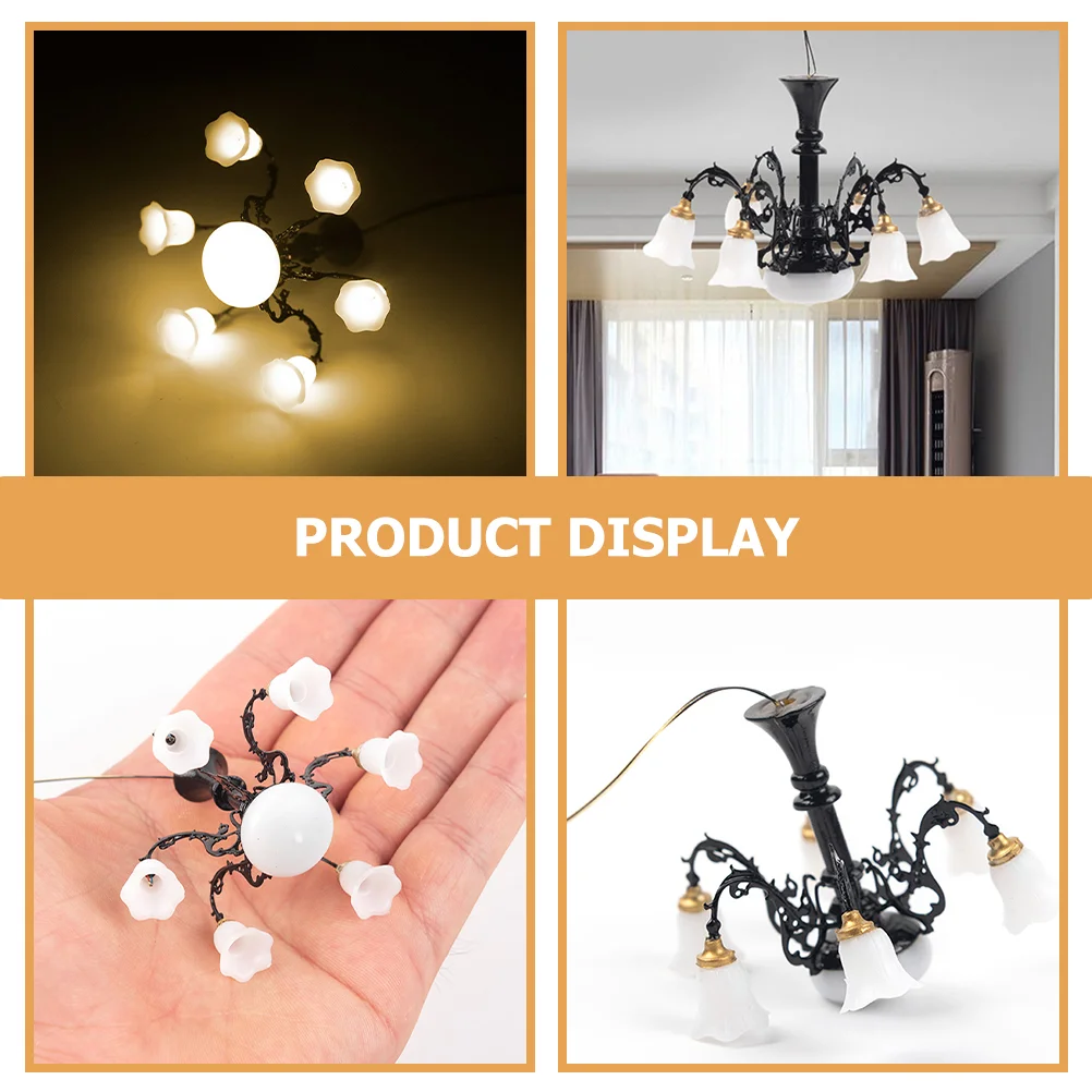 Model Chandelier Accessories Miniature Stuff Decorations Lamp Light Toy Set