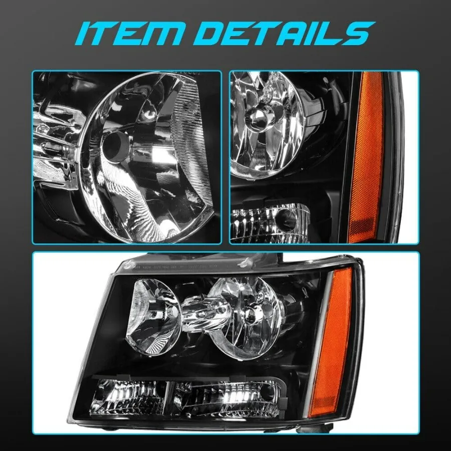 مجموعة مصابيح أمامية متوافقة مع 2007-2014 تشيفي تاهو سوبربان 1500/2007-2013 شيفروليه أفالانش سوبربان 2500 مع لمبة مع B #6