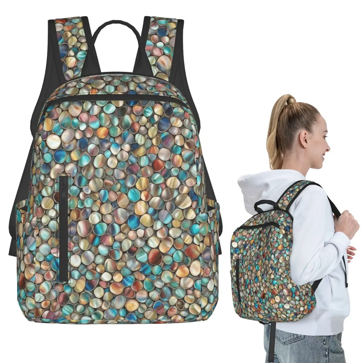 

Li Teal Natural Stone Style Pebble Backpack Student BookBag Children School Bag Laptop Shoulder Bags Boys Girls