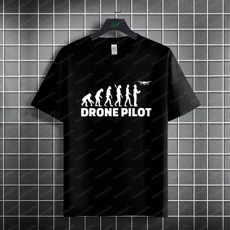 Fashion Casual Drone Pilot Evolution Graphic T-shirt 100% Cotton Short Sleeve Round Neck Tshirt Suitable for Everyday Wear
