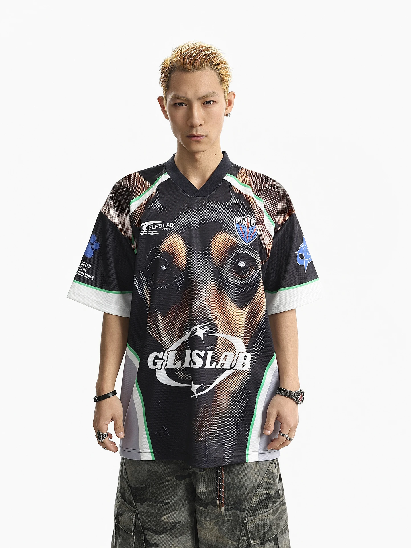 

BETEBULE American High Street V-neck Short Sleeve Loose Sporty T-shirt Men Summer Trendy Brand Casual Upper Apparel