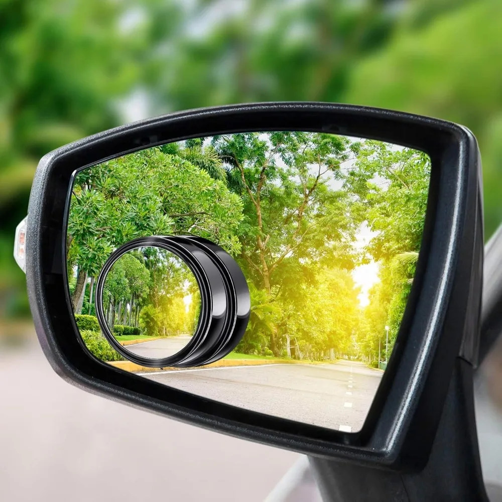 2Pcs 360 Degree Adjustable Blind Spot Mirror Car Auxiliary Rearview Convex Mirror Round Frame Wide Angle Mirrors for Car Reverse