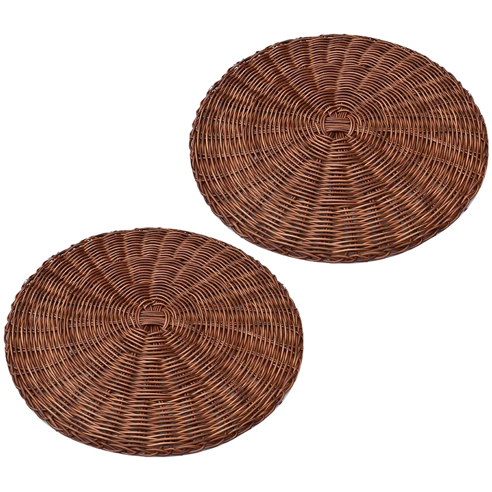 

Woven PP Placemat Set of 8 Round Decorative Plates Heat Resistant Dining Mats Anti Slip Table Protector