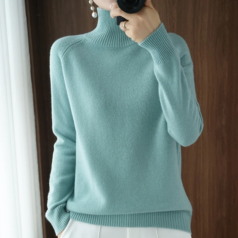 Long Sleeve Pullovers Sweaters Women Basic Casual Autumn Winter Turtleneck Thick Warm Fashion Korean Basic Bottom Jumpers