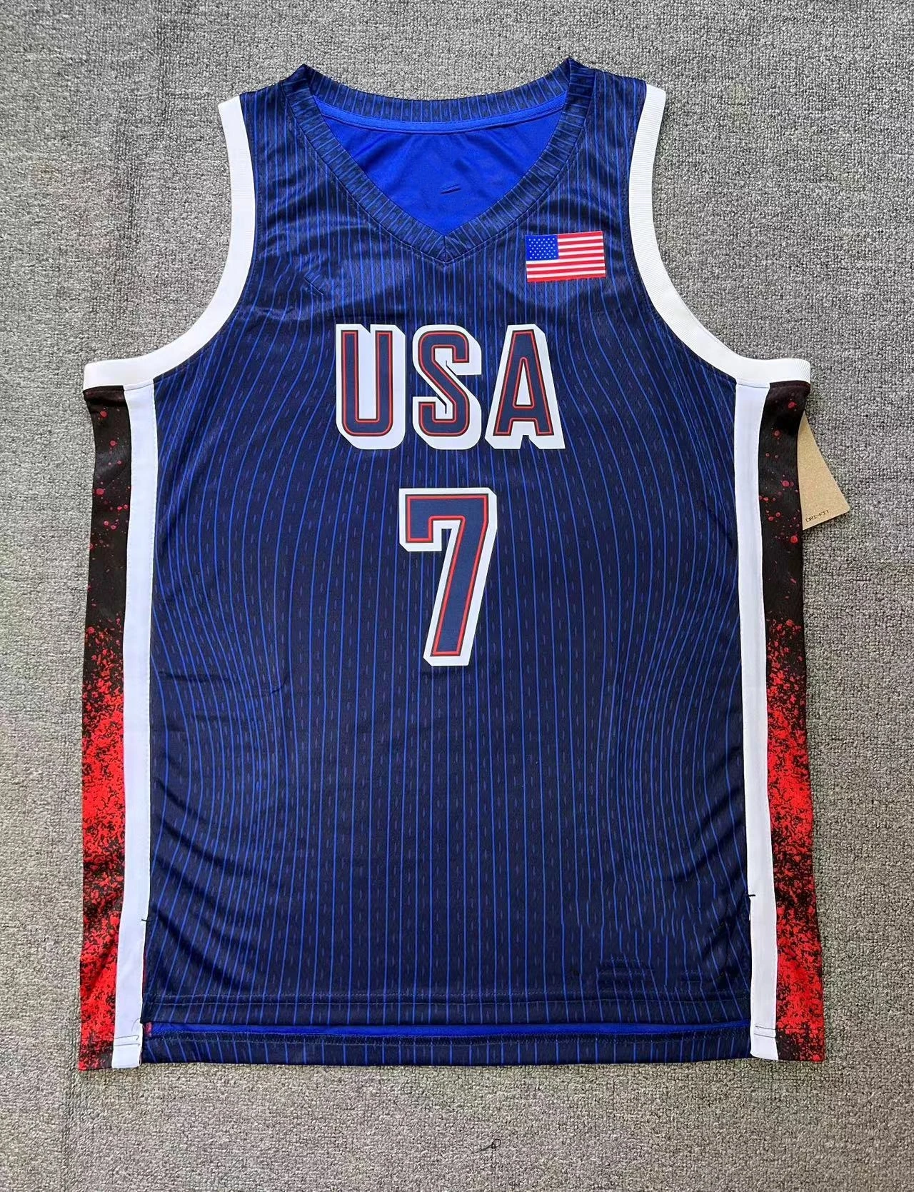 جديد وصول 2024 باريس فريق الولايات المتحدة الأمريكية الأزرق شريط 4 كاري 5 إدواردز 6 جيمس كرة السلة جيرسي الشارع بلا أكمام تي شيرت رياضي القمم #1