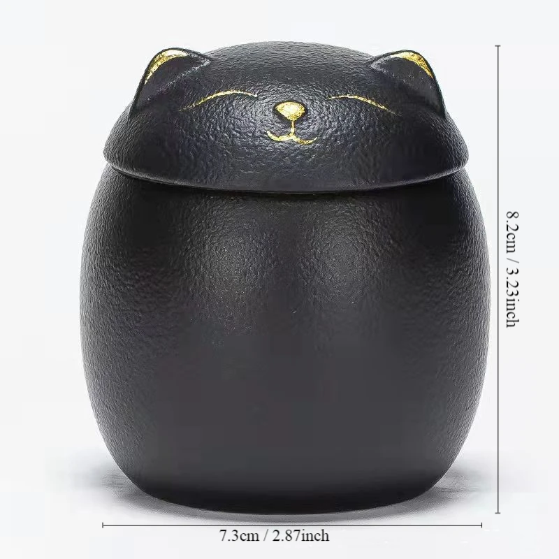 Urn for Cat Ashes- Cat Shape Memorial Cremation Urns-Handcrafted Black Decorative Urns for Funeral，Cat urn，cat memorial