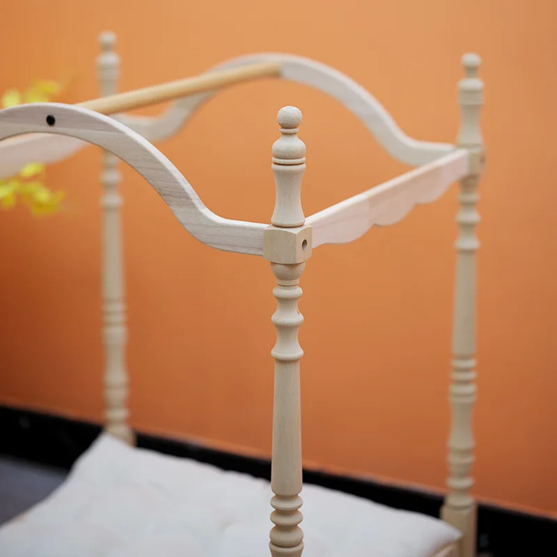 Pet Bed Solid Wood European Retro Small Bed for Small Dogs (Four-Piece Set Does Not Include Bed Frame)