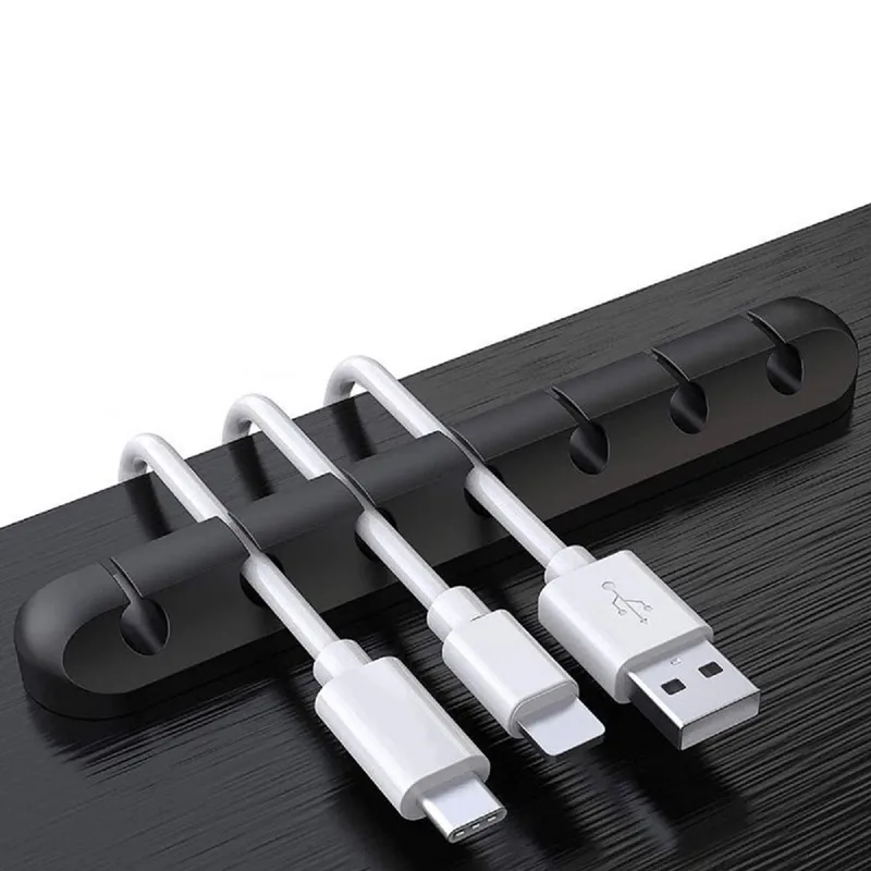 7 Port Silicone USB Cable Organizer Cable Winder Desktop Tidy Management Clips Cable Holder for Mouse Headphone Wire Organizer