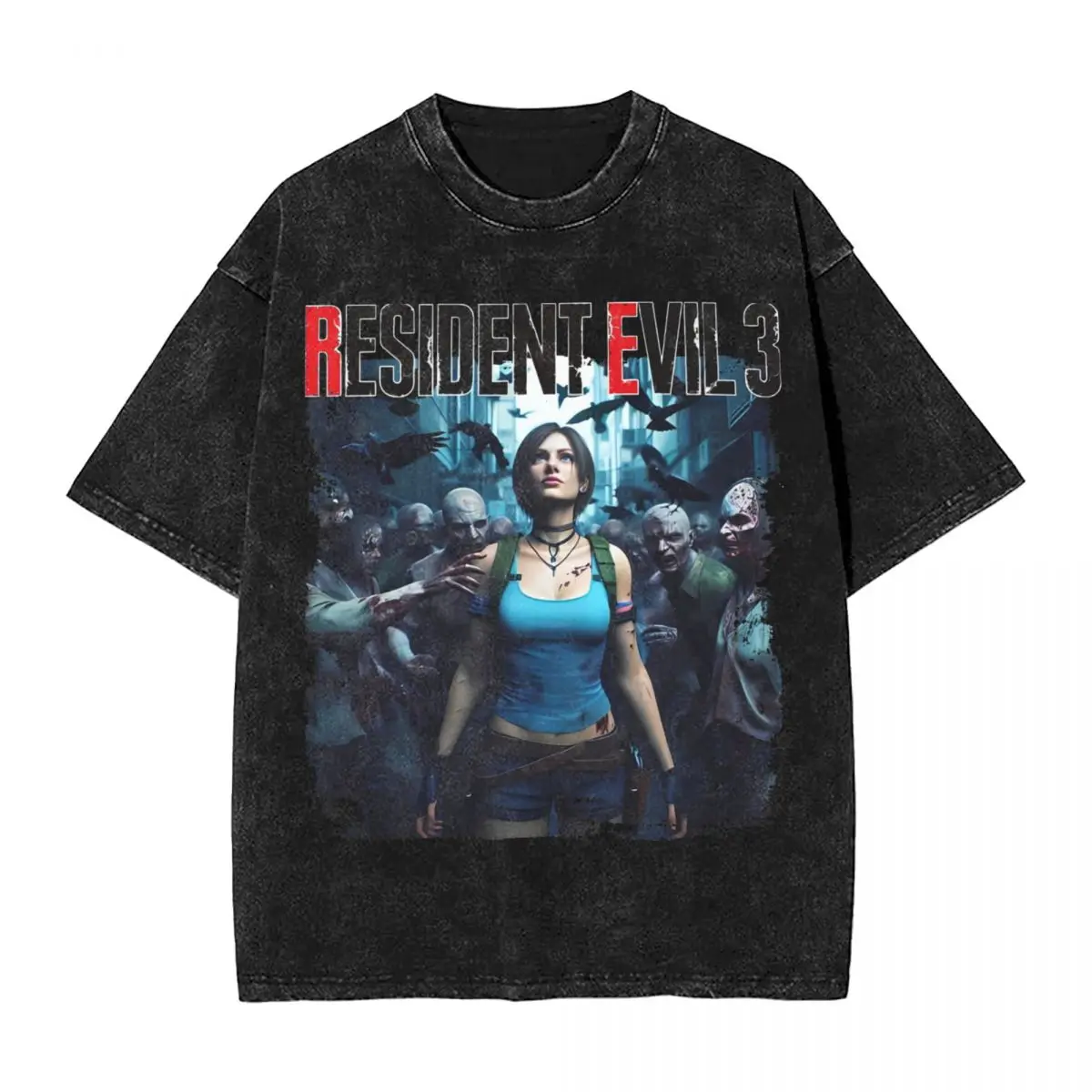 Jill Valentine Vs Zombies T Shirt Residents Evils Trendy Cool T-Shirts Short Sleeve Street Style Tops Cotton Round Neck Top Tees