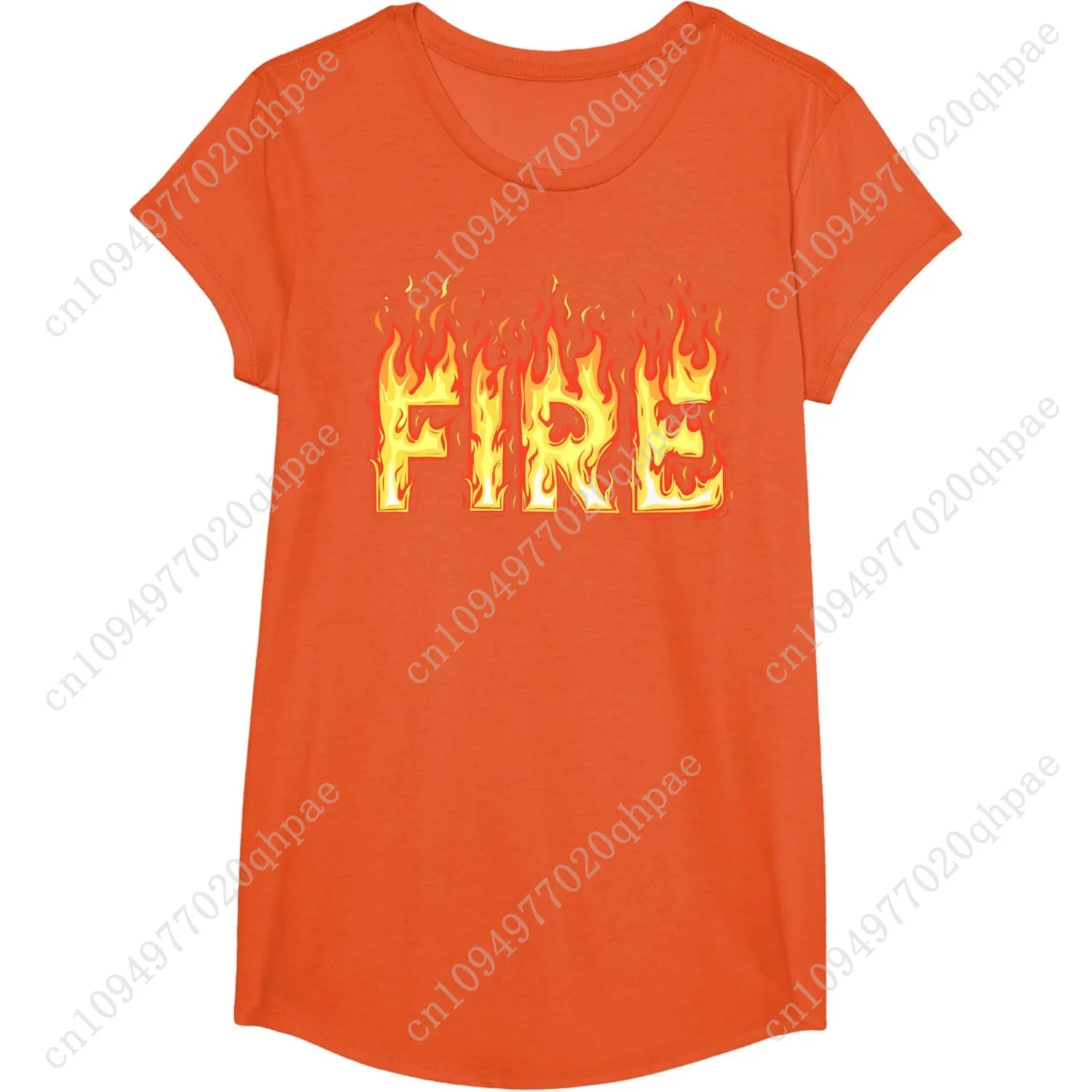تي شيرت لهب النار للبالغين والأطفال والرجال والنساء زي النار والثلج