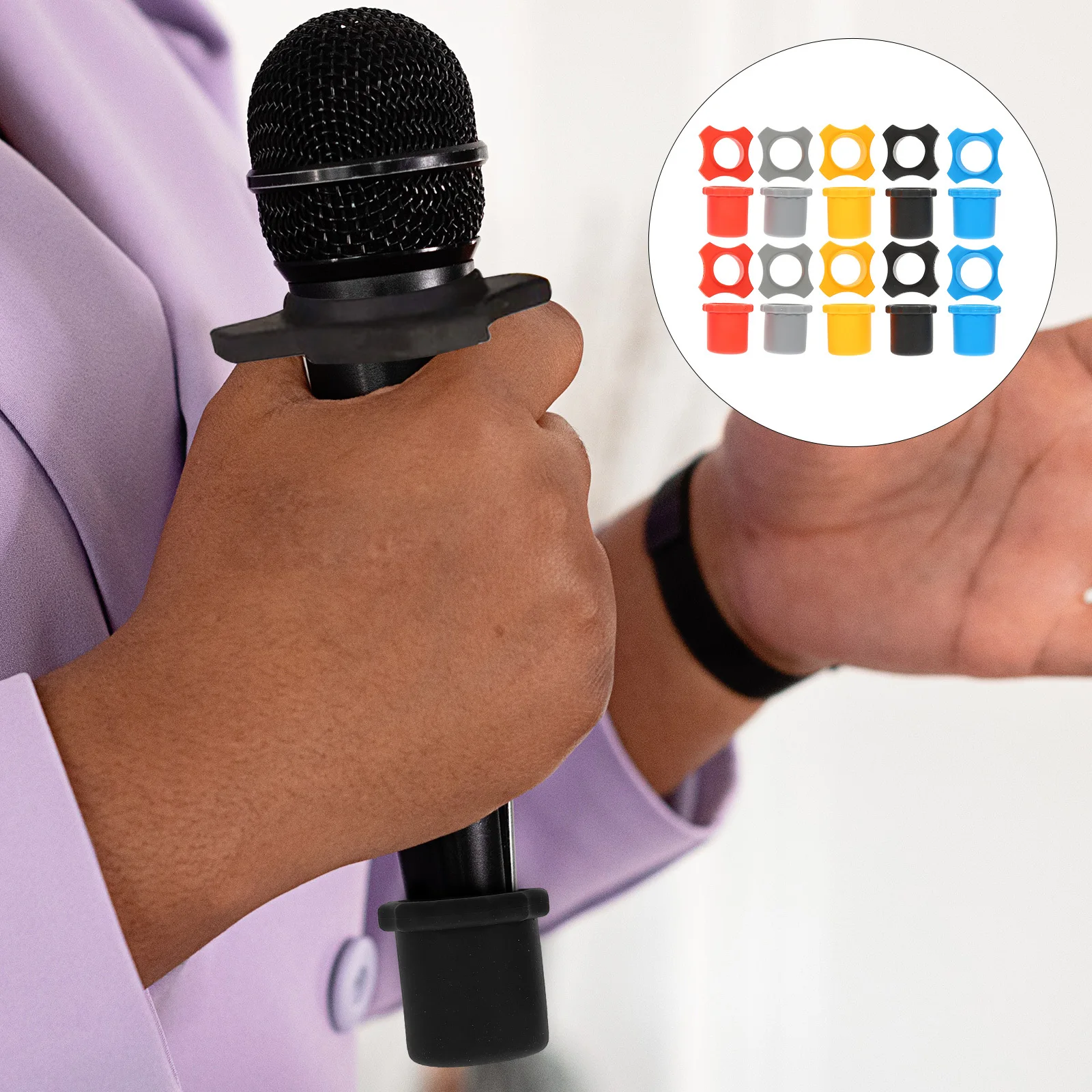 

10 set Anti-Slip Ring For Microphone Handheld Wireless Mic Protection Rings Shockproof Rubber Covers Four-Corner Protection