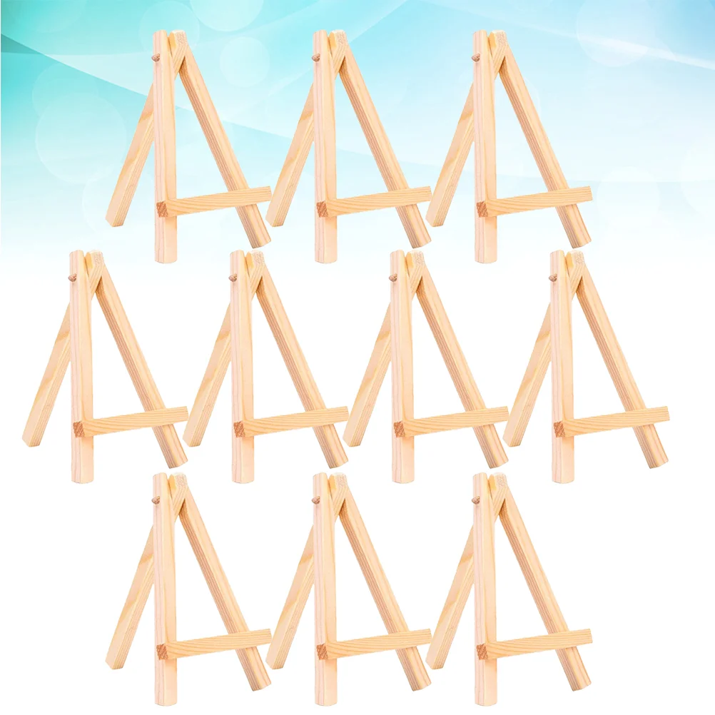 10 Pcs Display Shelves Easel Painting Holder Triangle Photo Frame Wooden Desktop Beige