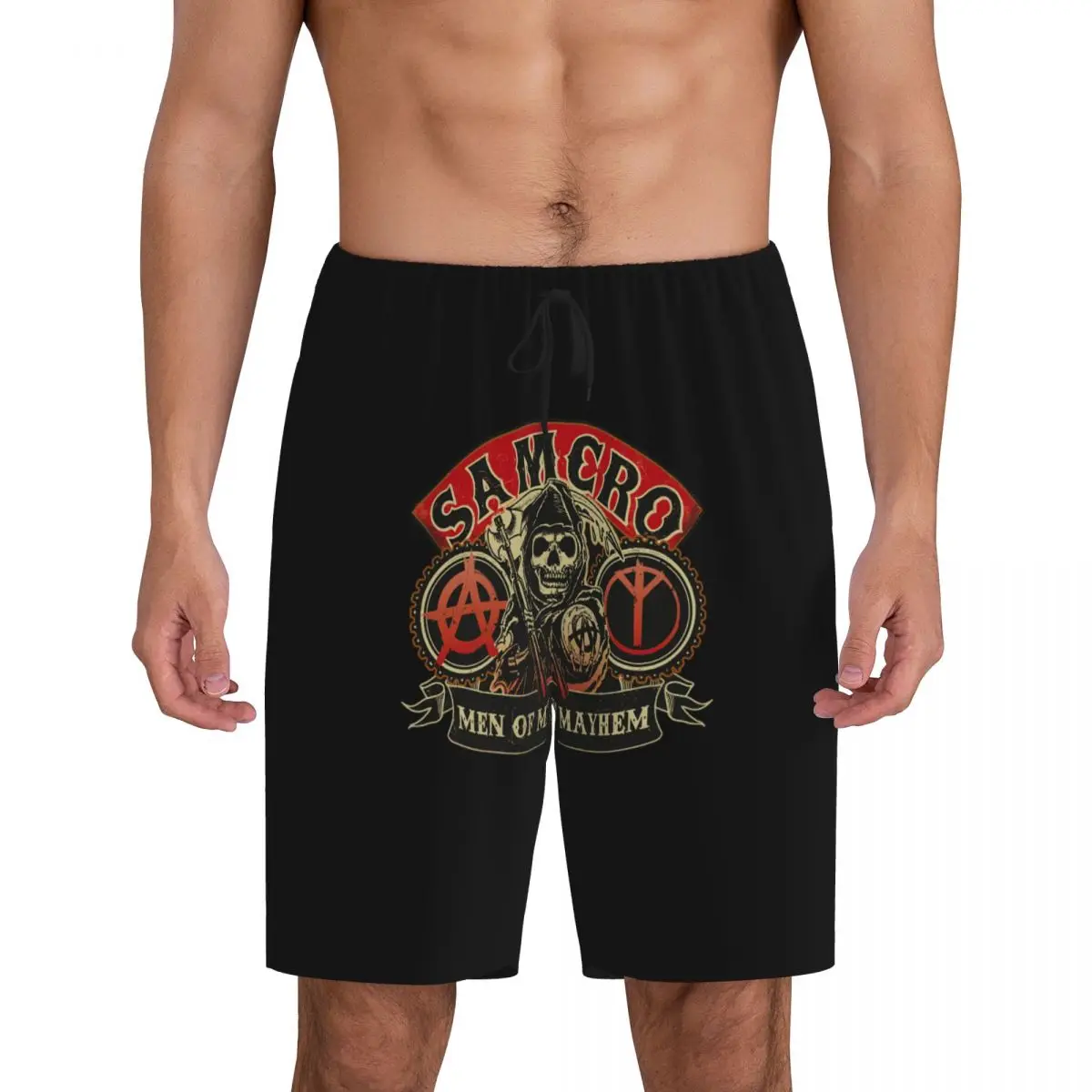

Custom Printed Sons Of Anarchy Pajama Shorts Men's The Death Reaper Sleepwear Bottoms Sleep Short Pjs with Pockets