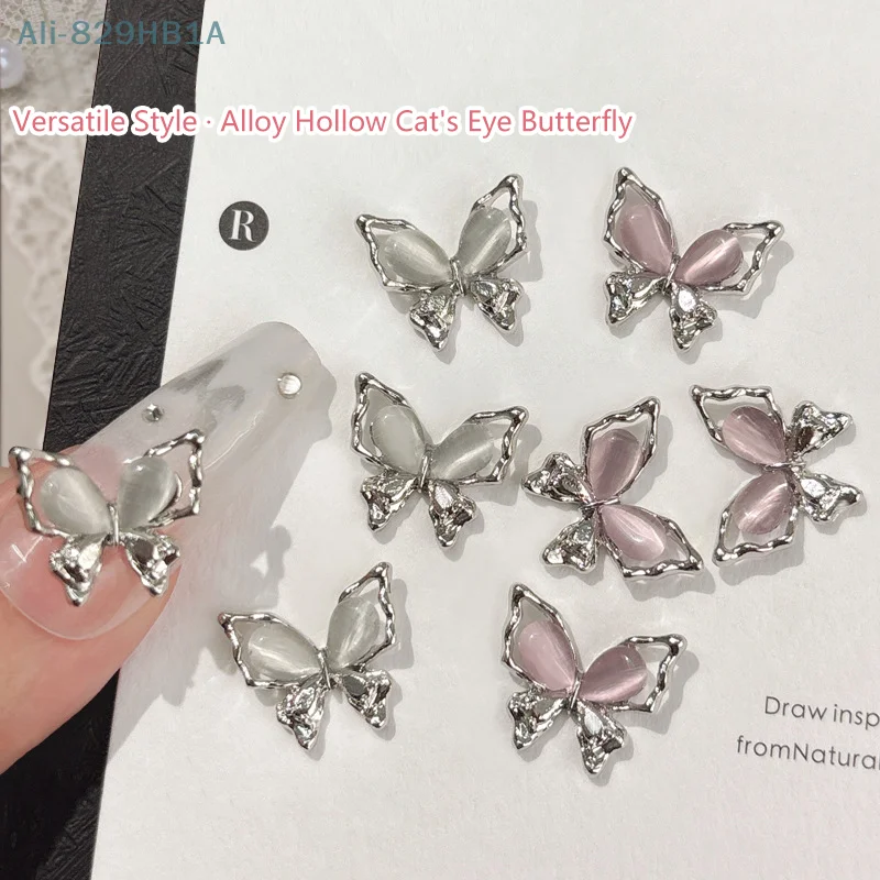 Decoración estereoscópica para uñas, accesorios para salón de manicura, 5 piezas, mariposa, Ojo de Gato, Diamante degradado