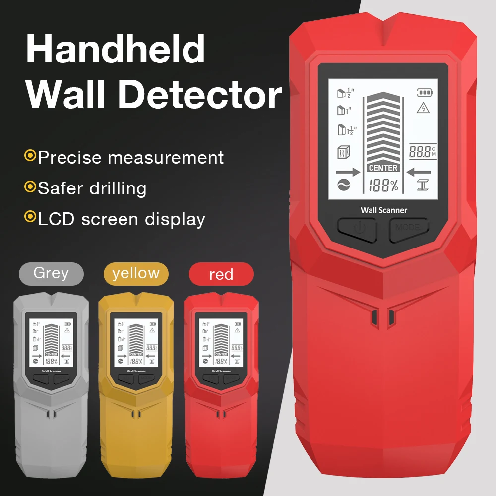 6 in 1 LCD Wall Scanner Metal Depth Measurement Finder Wall Detector Wall Scanner PVC Pipes AC Wires Stud Finder