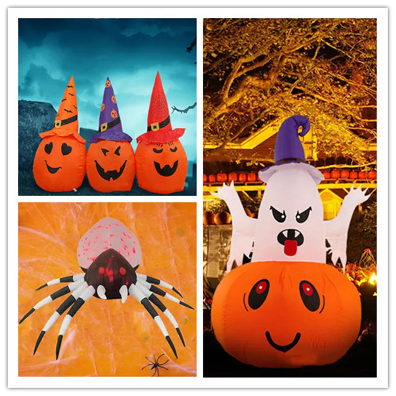Decoración inflable de Halloween para patio, luces LED integradas, modelo inflable, adorno para exteriores, fiesta de año nuevo, decoración de jardín