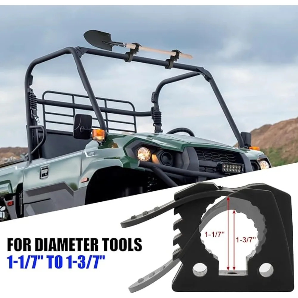 Rubber Clamps Mount Shovel Axe Holder Mount for 1-1/7'' to 1-3/7'' Diameter Tools with Roll Bar Clamp Mounts Mounting Bracket