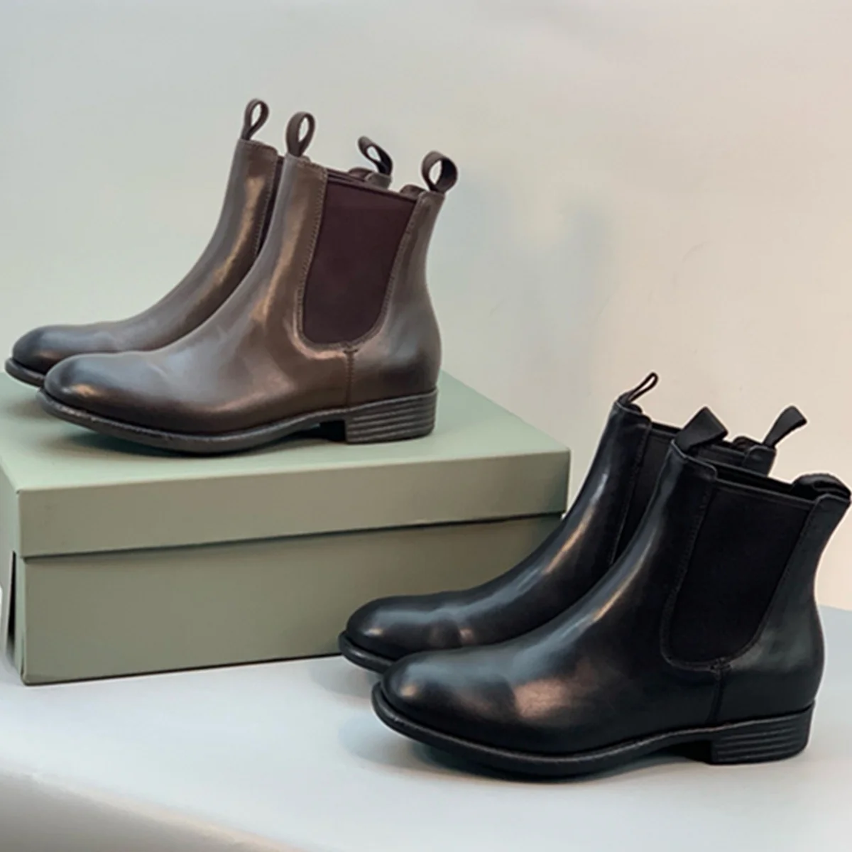 

Jenny&Dave Nordic Minimalist Winter Shoes For Woman Cowhide Leather Chelsea Boots British Style Chimney Ankle Boots Woman Shoes