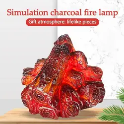 LED Simulation Charcoal Flame Lamp 4D Artificial Charcoal Light Battery Powered Realistic Log Burning Festival Home Room Decor