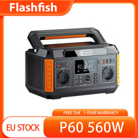 FlashFish P60 560W Portable Power Station, 520Wh/140400mAh Solar Generator, 220V Pure Sine Wave AC Outlets, 11 Outputs, black
