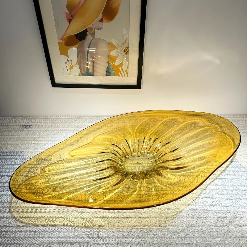 Modern simple amber handmade glazed fruit plate hotel lobby ornament